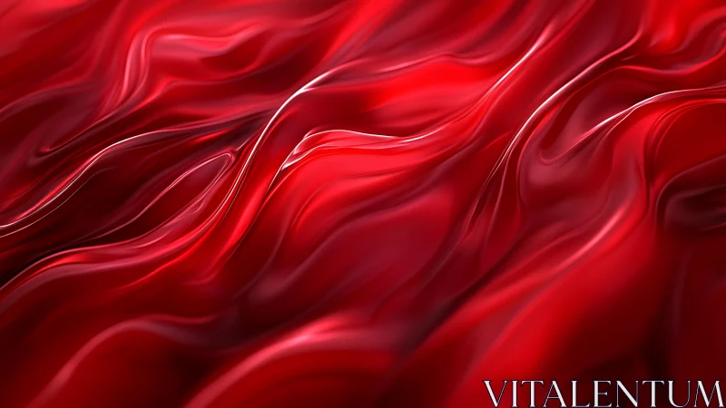 Flowing Red Silk Abstract Texture, Modern Digital Art Style.