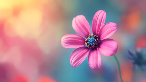 Pink Cosmos Bloom in Dreamy Light.
