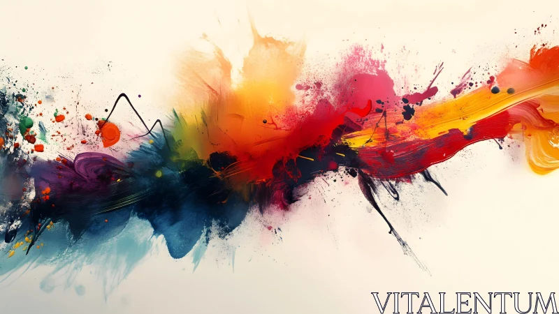 Vibrant Abstract Paint Splash on White Background, Modern Art Style.