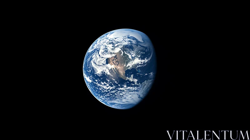 Lonely blue marble gliding through velvet-black cosmic hush.