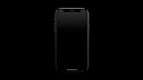 Modern smartphone centered against black background with minimalist presentation
