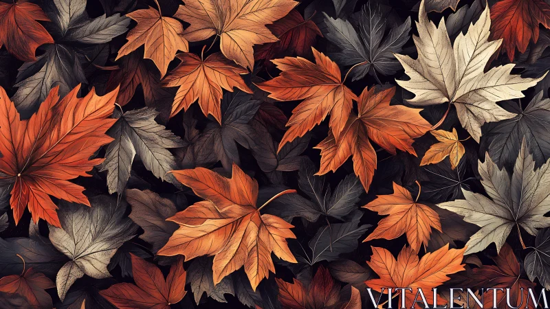 Autumn maple leaves form dense overlapping surface pattern