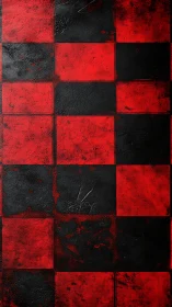 Checkered scars whisper across this bruised red surface