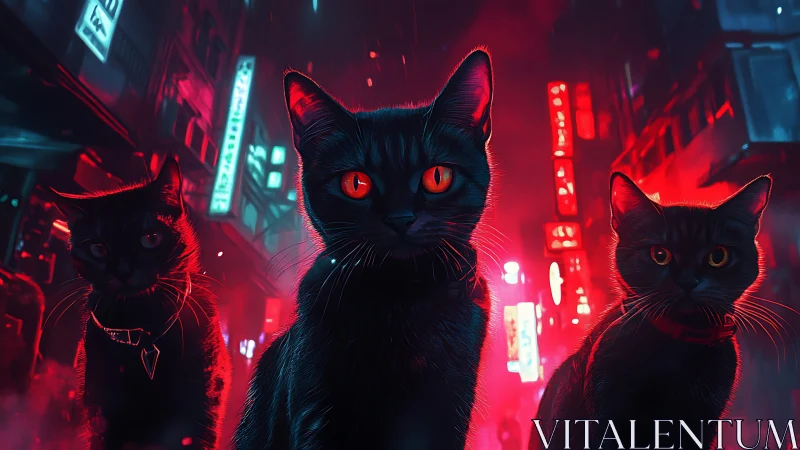 Neon Cats Command Cyberpunk City Streets.