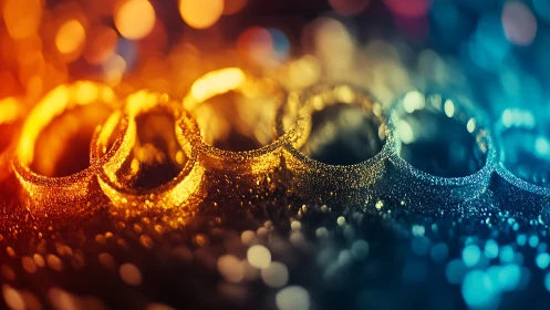 Metallic rings form a shallow depth-of-field gradient band