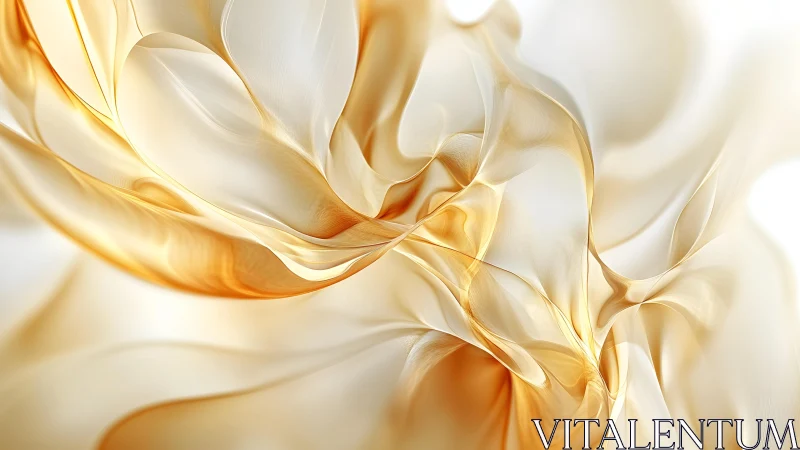 Elegant Golden Abstract Waves in Soft Flowing Art Style.