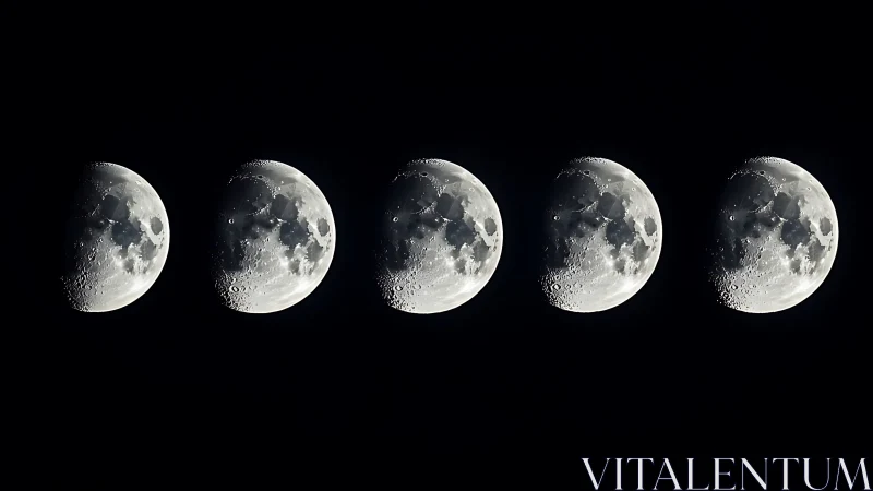 Sequential telescopic study of waxing gibbous lunar phases.