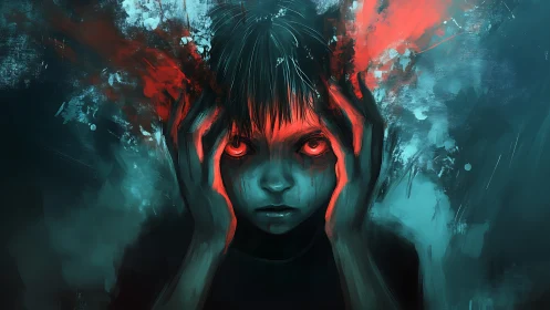 Haunting child portrait glows with fiery inner turmoil