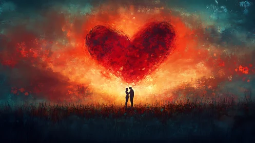 Two Hearts Glowing Beneath a Burning Sky.