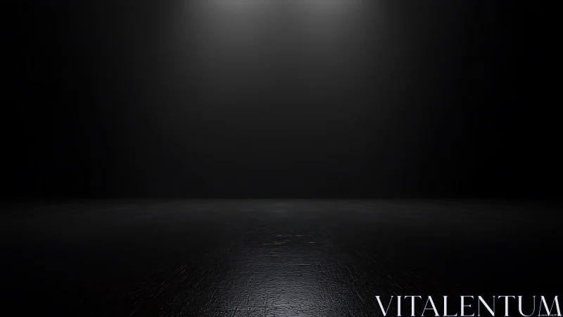 Empty dark studio stage under twin overhead spotlights
