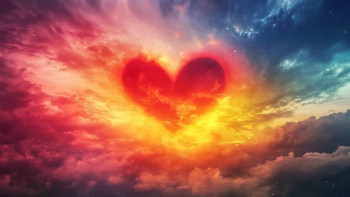 Heart-Shaped Sun Rises Through Glowing Celestial Clouds