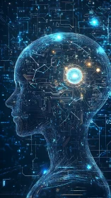 Digital human head silhouette reveals illuminated neural circuit core