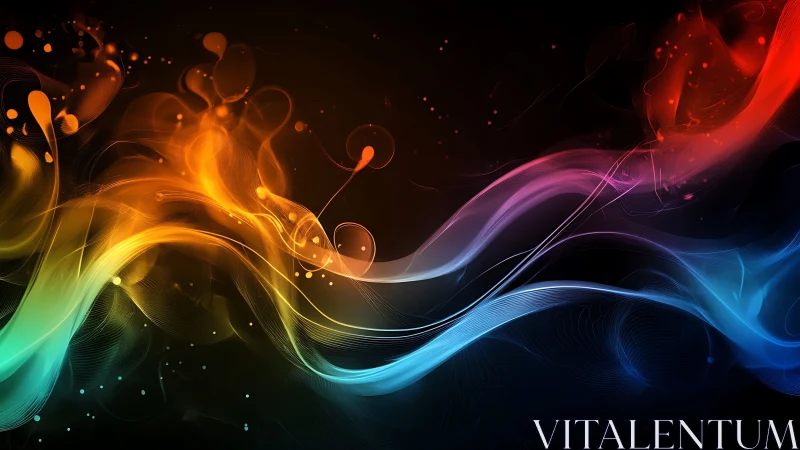 Multicolor luminous waveforms on black with fluid light trails