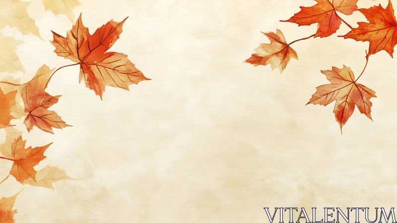Watercolor autumn maple border with soft negative space.