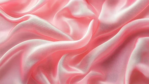 Flowing layered fabric structures with pink and white gradient transitions.