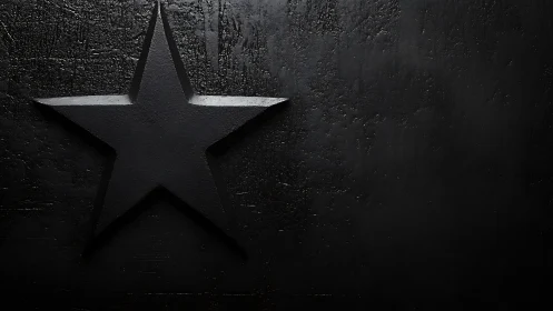 Quiet black star resting gently on a textured dark wall.