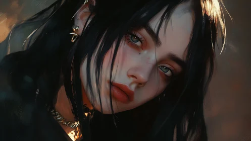 Close portrait focuses on digitally rendered female face