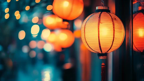 Warm lantern bokeh isolates textured paper globe in shallow depth