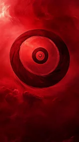 Crimson Vortex Orbits In A Clouded Cosmic Whirlpool.