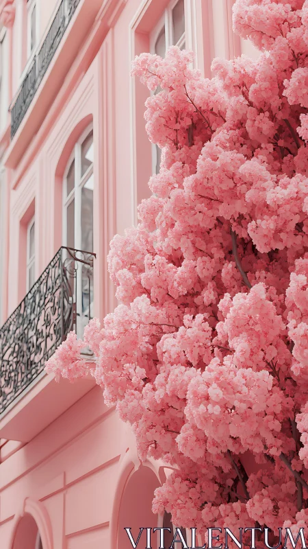Blush blossoms lean into pastel balconies and whisper spring