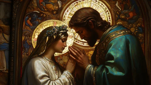 Quiet sacred moment shared in gentle, reverent devotion