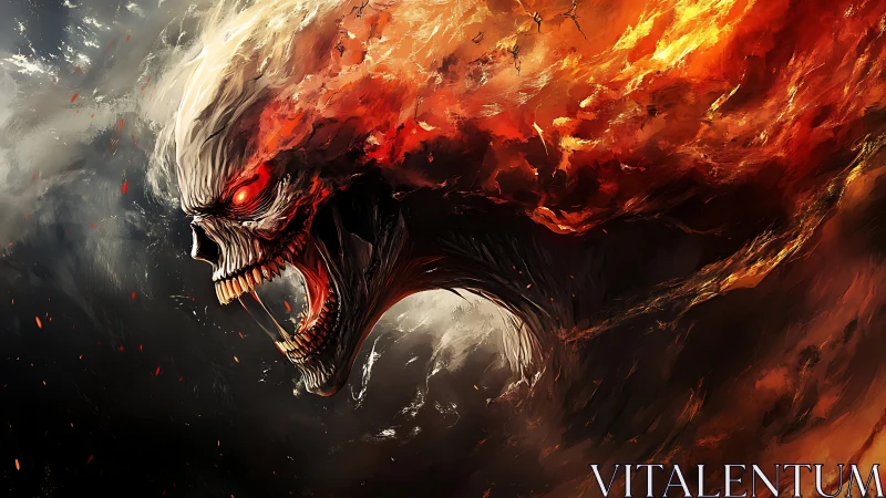 Inferno skull storm erupting from a twilight battlefield sky.