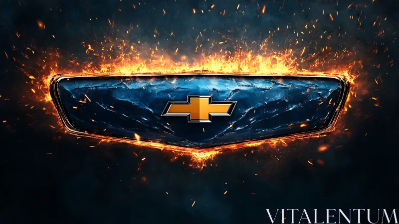 Chevrolet emblem ignites within molten metallic fire halo.