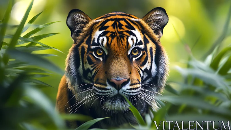 Jungle gaze pauses time as a tiger parts the neon green