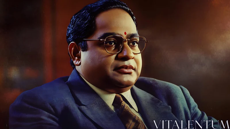 Formal portrait of suited man with glasses and diffused bokeh lighting