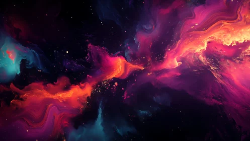 Nebular plasma stream with magenta, cyan and orange gas filaments