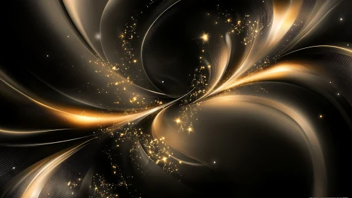 Golden stardust swirls gently across a deep cosmic night