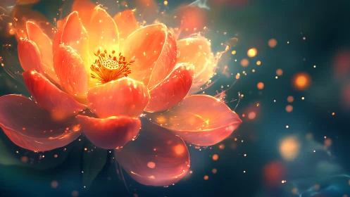 Luminous orange lotus blooms with radiant inner light