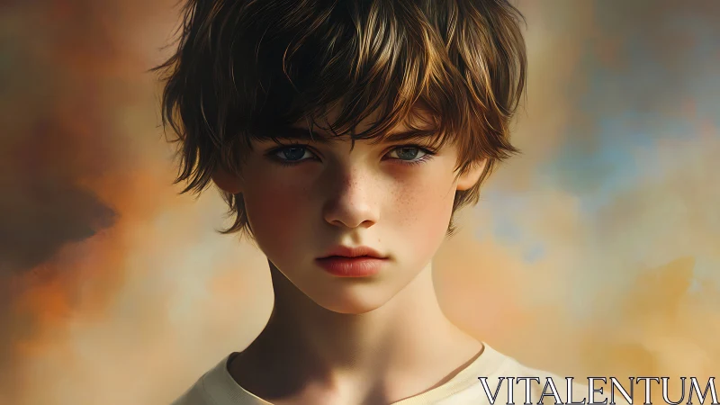 Young boy portrait rendered in high detail digital style
