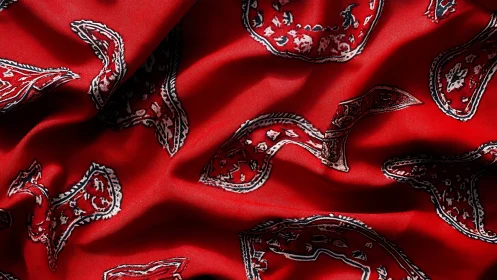 Red Bandana Pattern: Classic Paisley Design in Bold Crimson