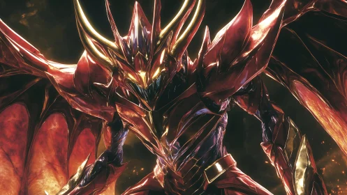 Fiery winged demon warrior leans forward in molten armor