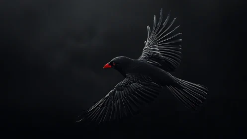 A Majestic Black Bird in Flight.