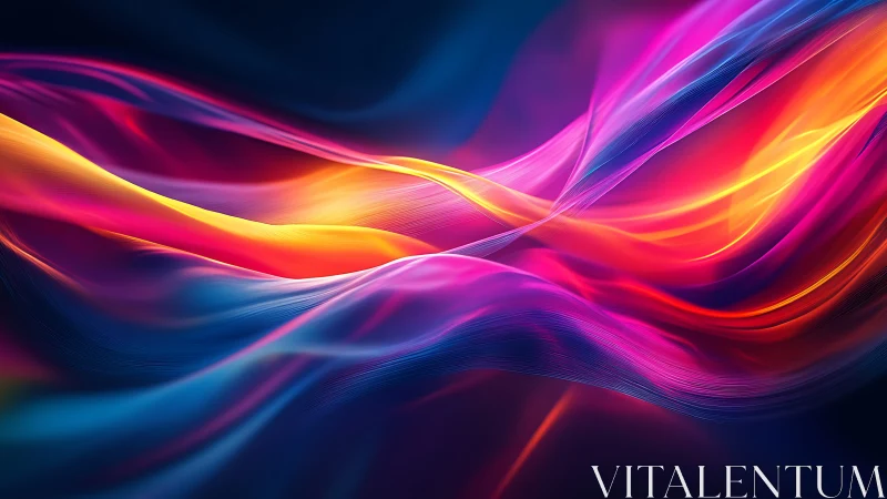 Colorful flowing light waves form layered abstract ribbons