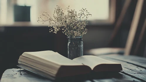 Morning hush over open pages and wildflower whispers.
