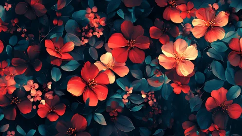 Luminous Floral Cascade Against Deep Twilight.