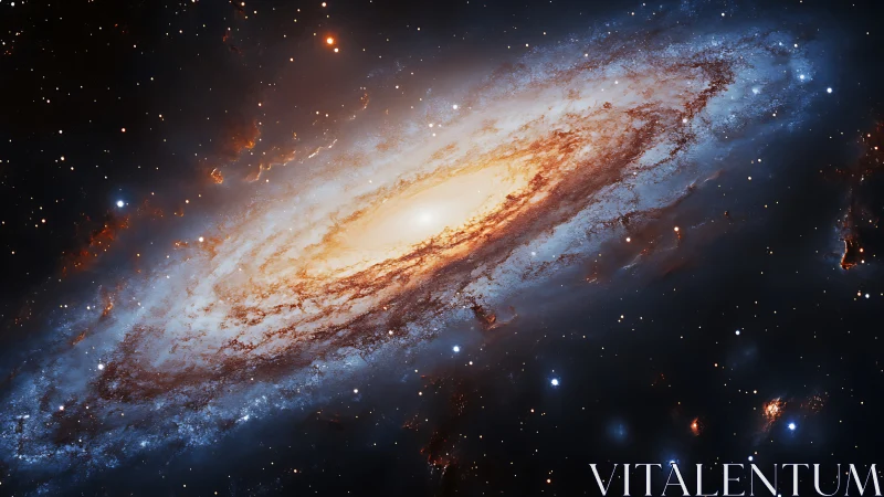 Spiral galaxy with bright core and extended stellar disk.