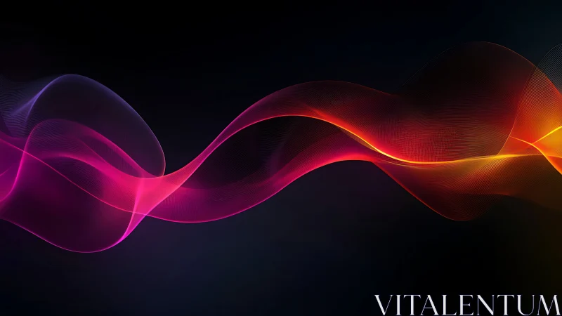 Glowing color waves flowing gently through midnight space.