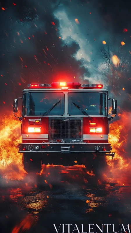 Fire Engine Emerges Through Inferno.