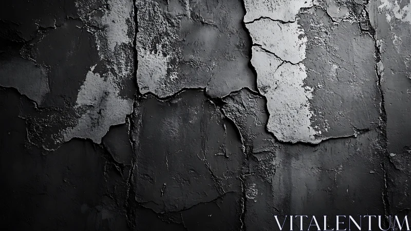 Textured close-up of cracked dark painted wall surface.