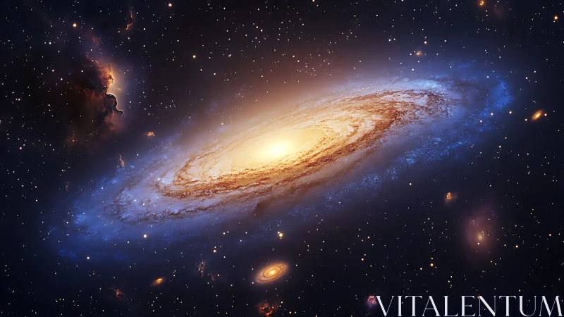 Spiral galaxy core with stellar halo in high dynamic range rendering.