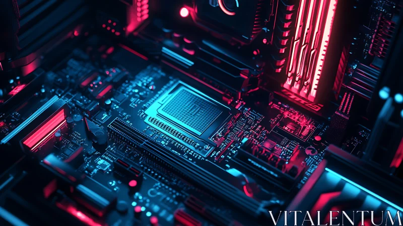 Neon lit motherboard city where tiny circuits quietly glow.