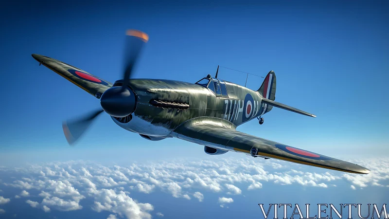 WWII fighter aircraft rendered in dynamic photorealistic flight
