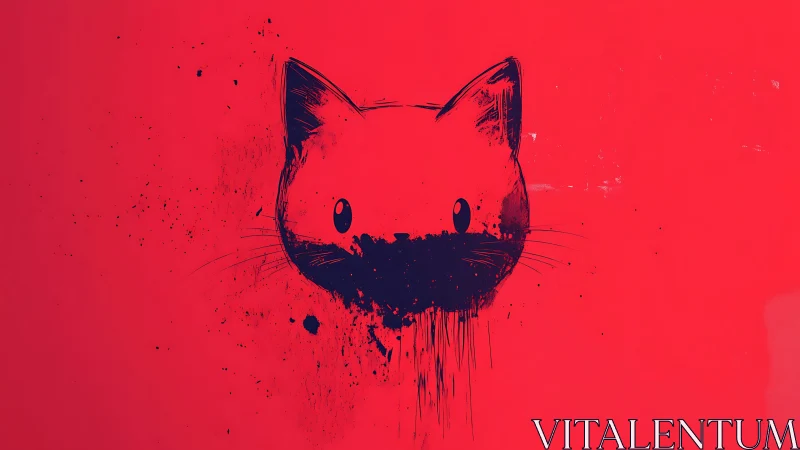 Bold Cat Face with Inky Splatter Magic.
