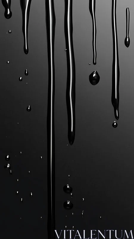 Vertical black liquid streaks descend over dark surface