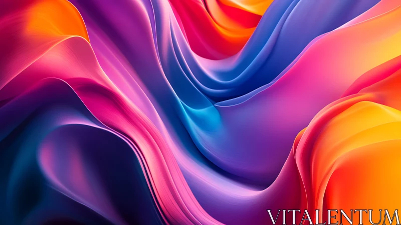 Digital painting of fluid chromatic folds in gradient motion.