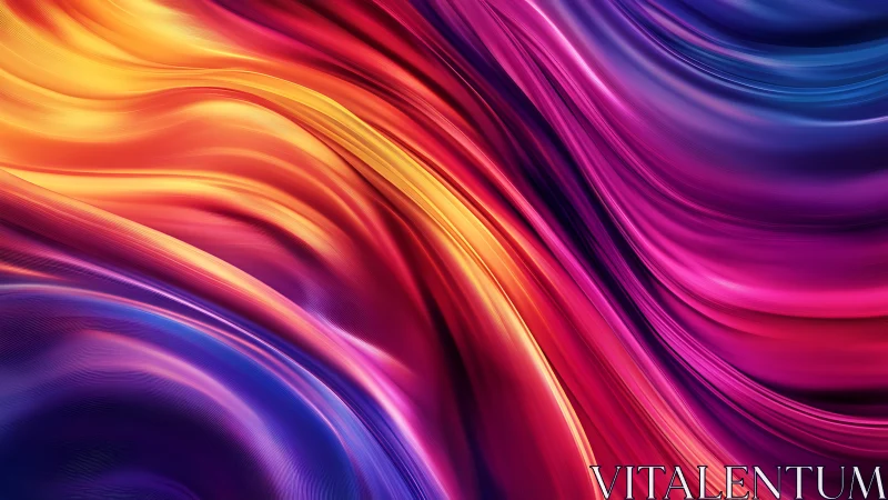 Iridescent fluid ribbons in vibrant magenta and saffron spectrum.